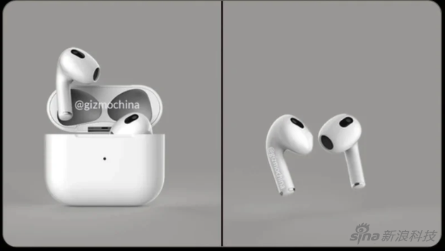 AirPods三代渲染图,来自Gizmochina